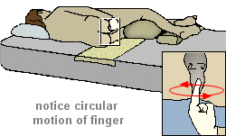 Gently move the finger or dil stick around in a circular motion.
